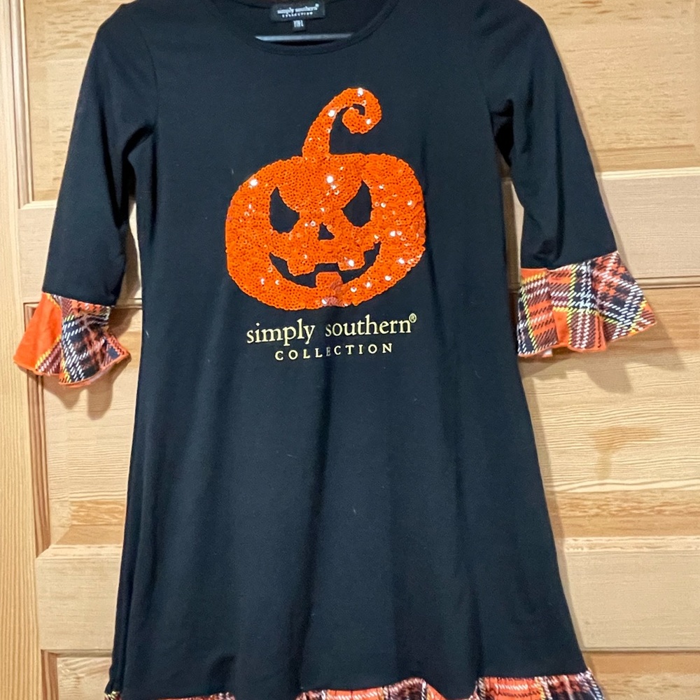 Simply Southern sequined Jack-o-Lantern tunic dress